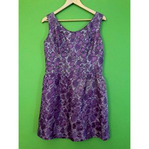 Vintage Malcolm Starr Sleeveless  Purple Shift Dress with Silver thread, beads,